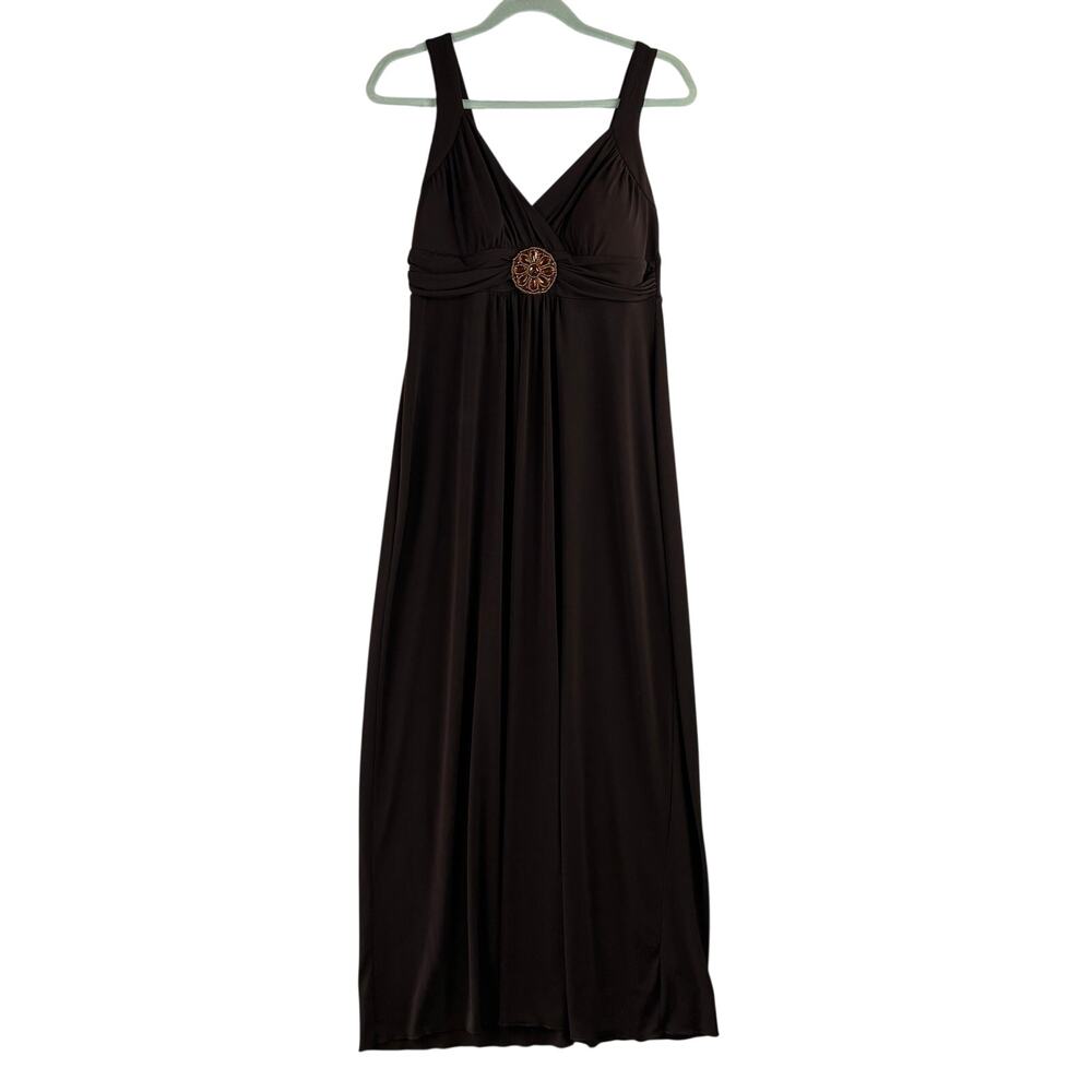En Focus Empire Waist Maxi Dress Women’s 8 Bust Pendant Goddess Brown Boho Y2K